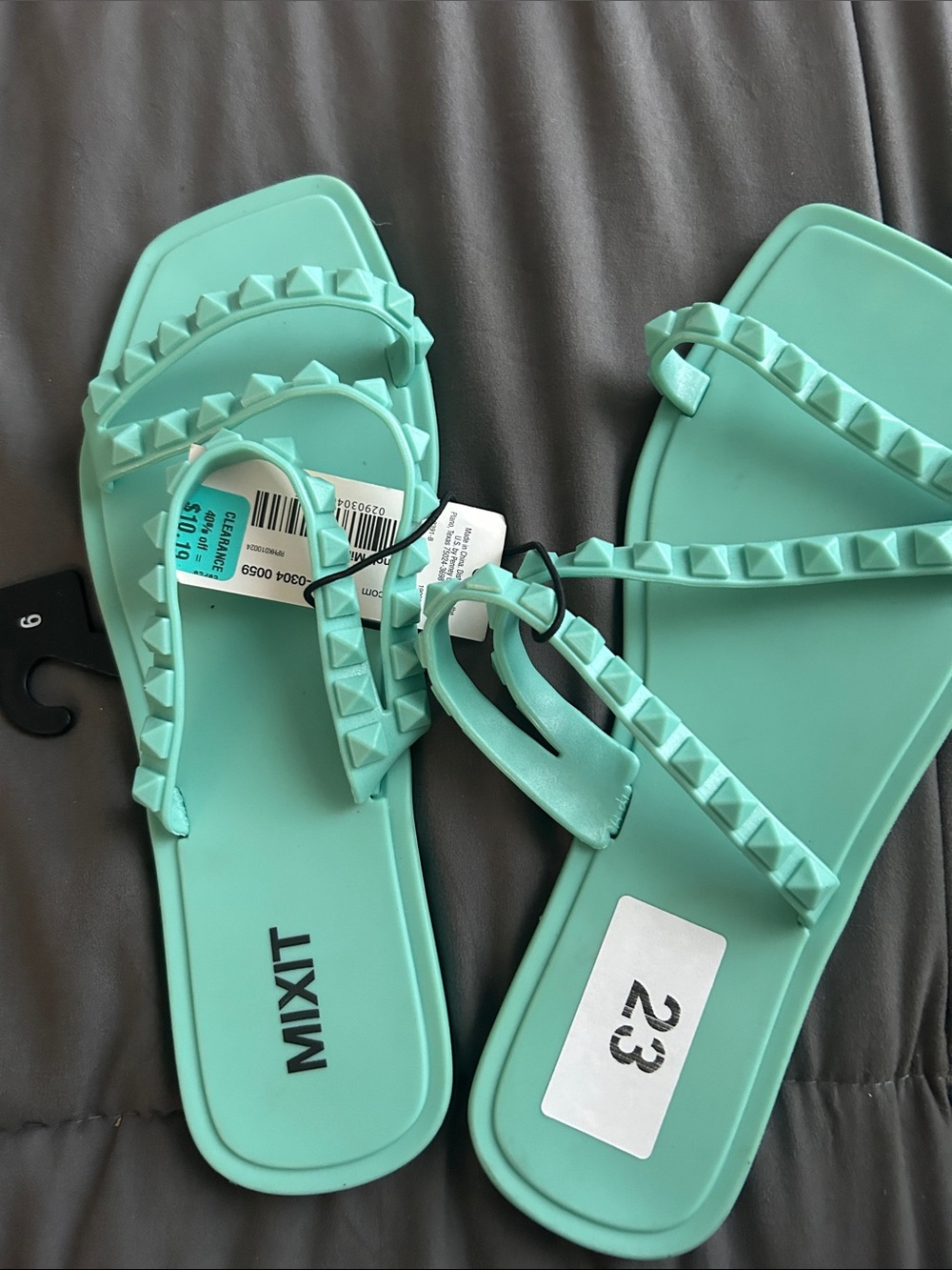 Mixit Women's Mint Pyramid-Stud Slide Sandals